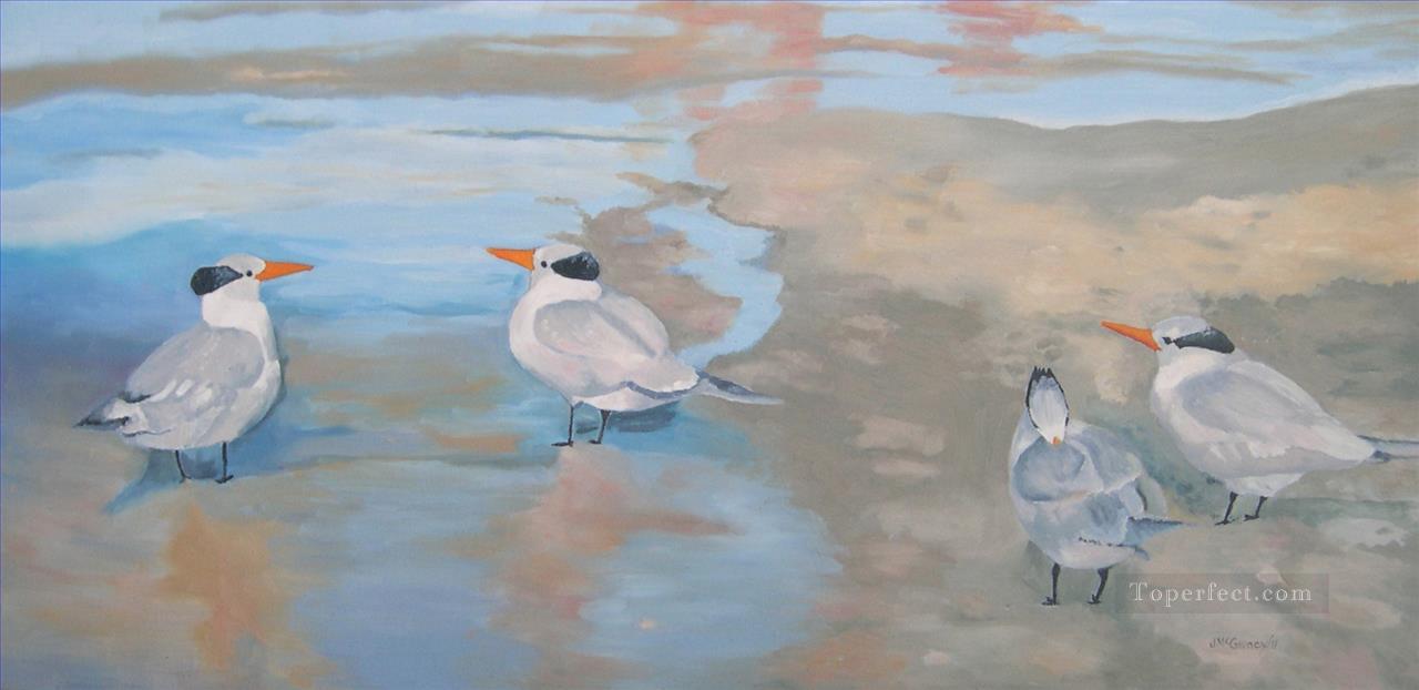 terns on the beach florida Oil Paintings